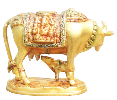 Brass Cow With Calf Statue 1.525kg